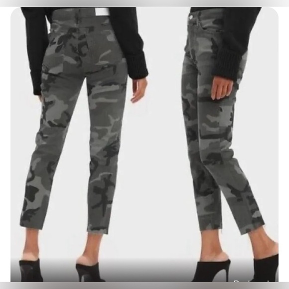 Re/Done Denim - Re/Done High Rise Ankle Crop Stretch - Grey Camo Size 24